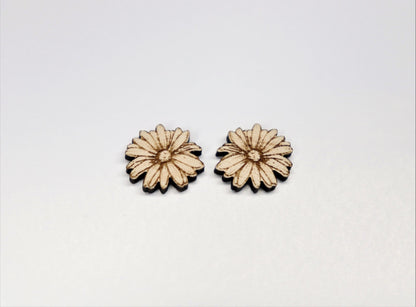 Flower studs, earring blanks, wood studs