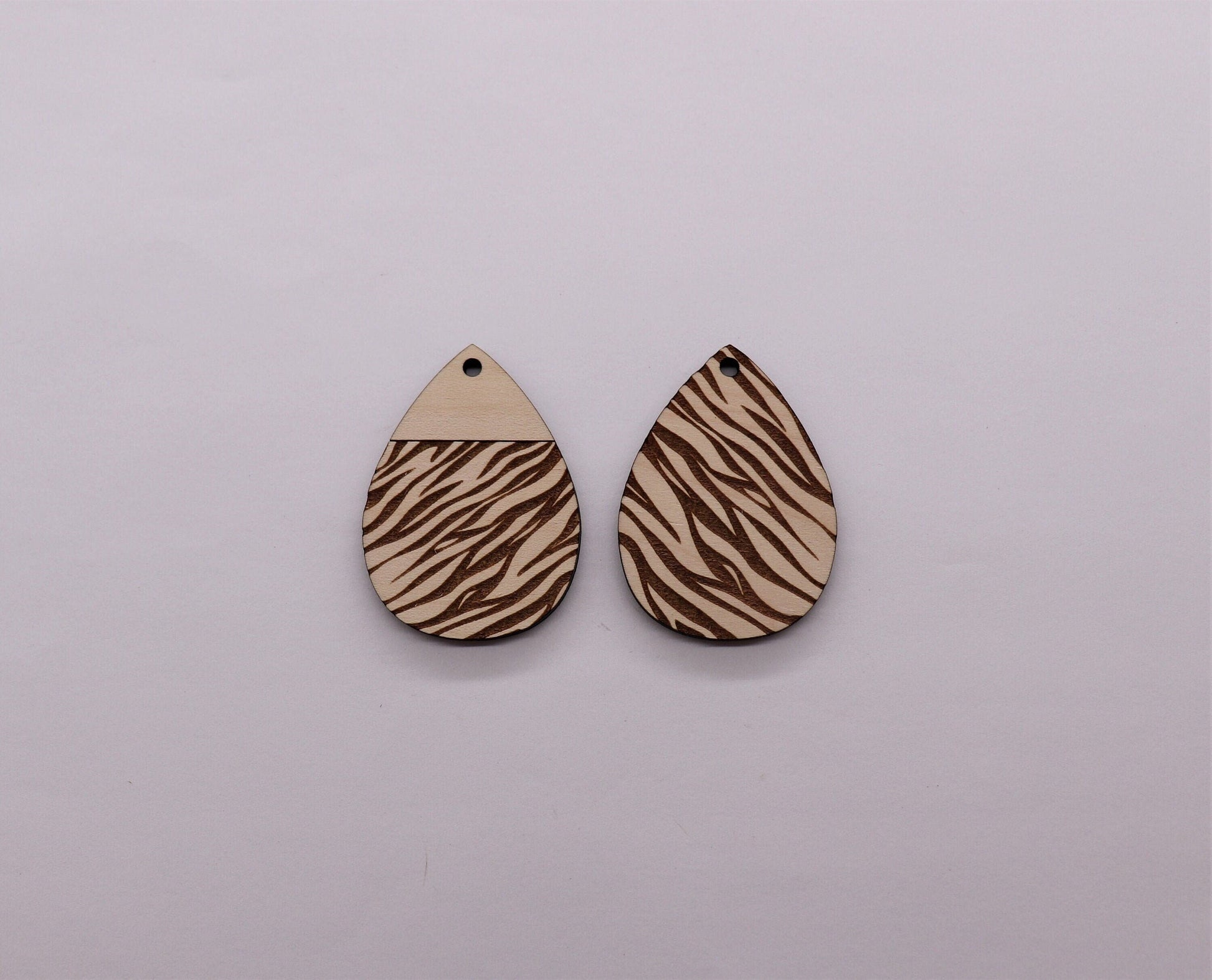 Zebra print teardrop blanks, wood teardrops, earring blanks