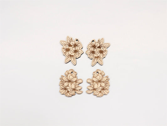 Flower earrings, wood earring blanks, wood cutouts