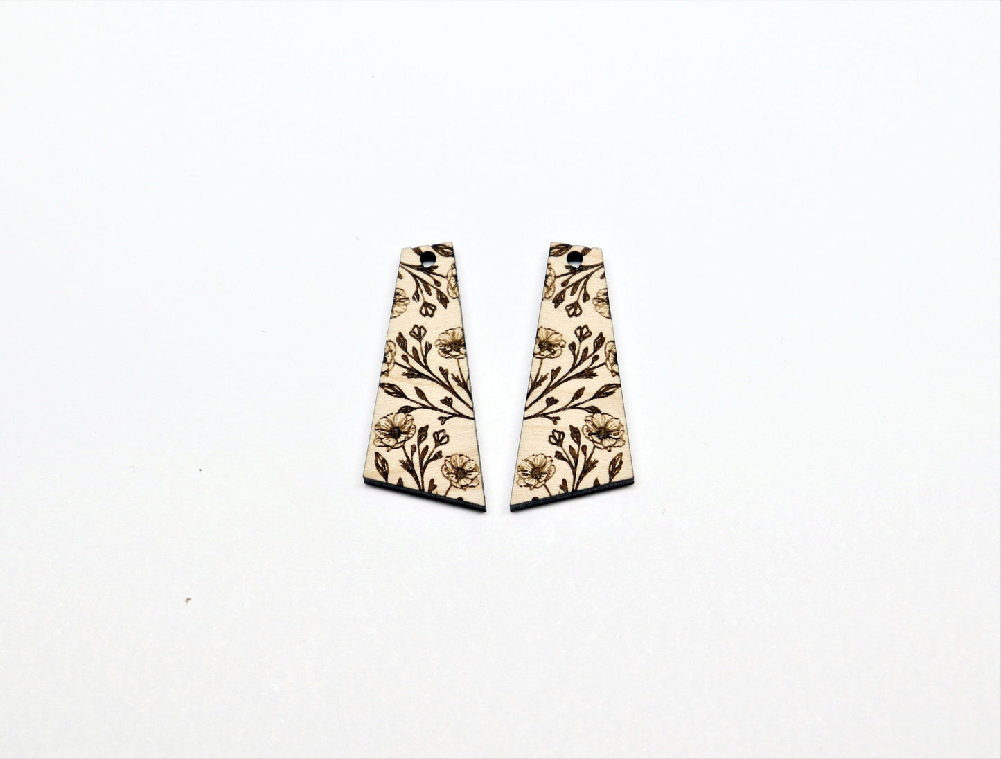 Rectangle wood earring blanks, bar earrings, DIY earrings, earring blanks, sold per set