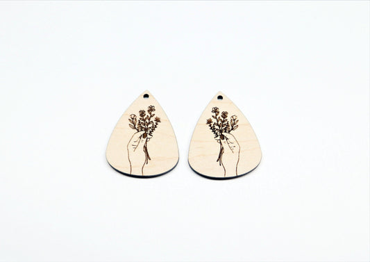 Teardrop wood earring blanks, DIY earrings, earring blanks, sold per set