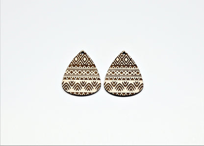 Teardrop wood earring blanks, DIY earrings, earring blanks, sold per set