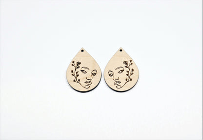 Teardrop wood earring blanks, DIY earrings, earring blanks, sold per set