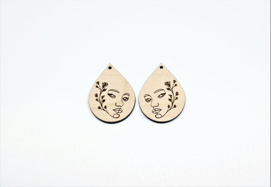 Teardrop wood earring blanks, DIY earrings, earring blanks, sold per set