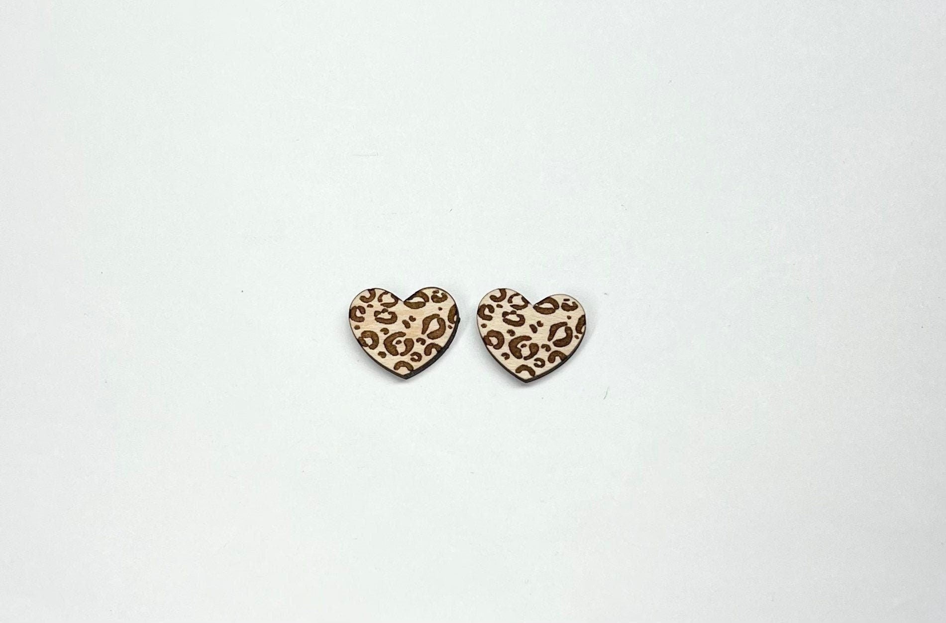 Heart stud earring blanks, leopard studs, earring blanks