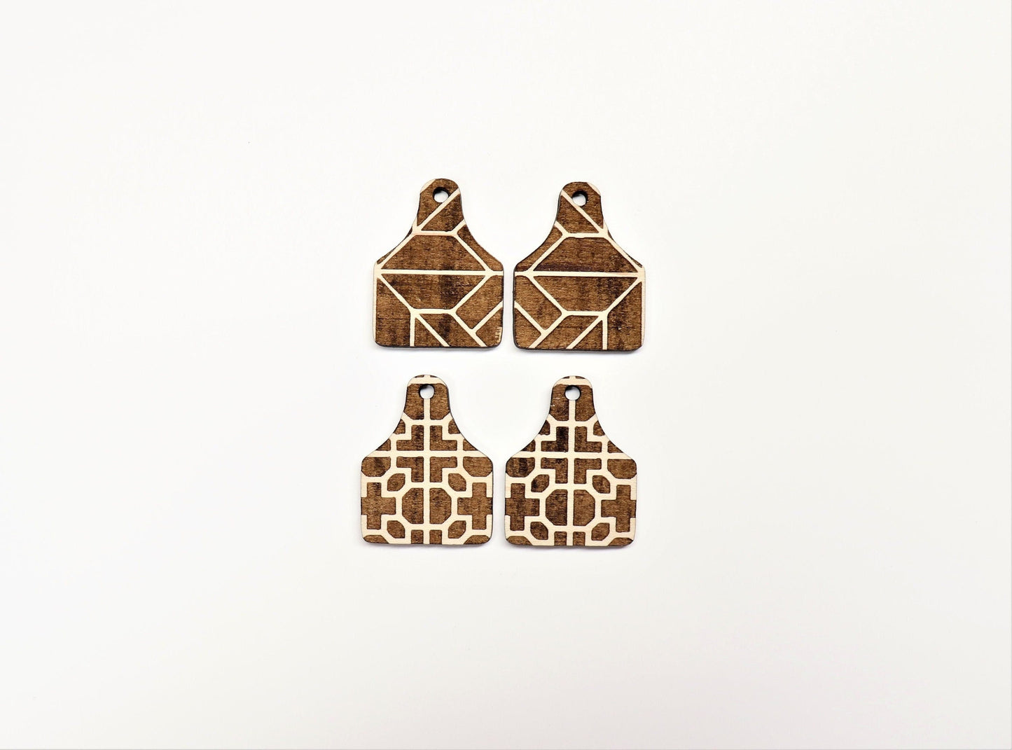 Cow tag earring blanks, wood cutouts, cow tag cutouts