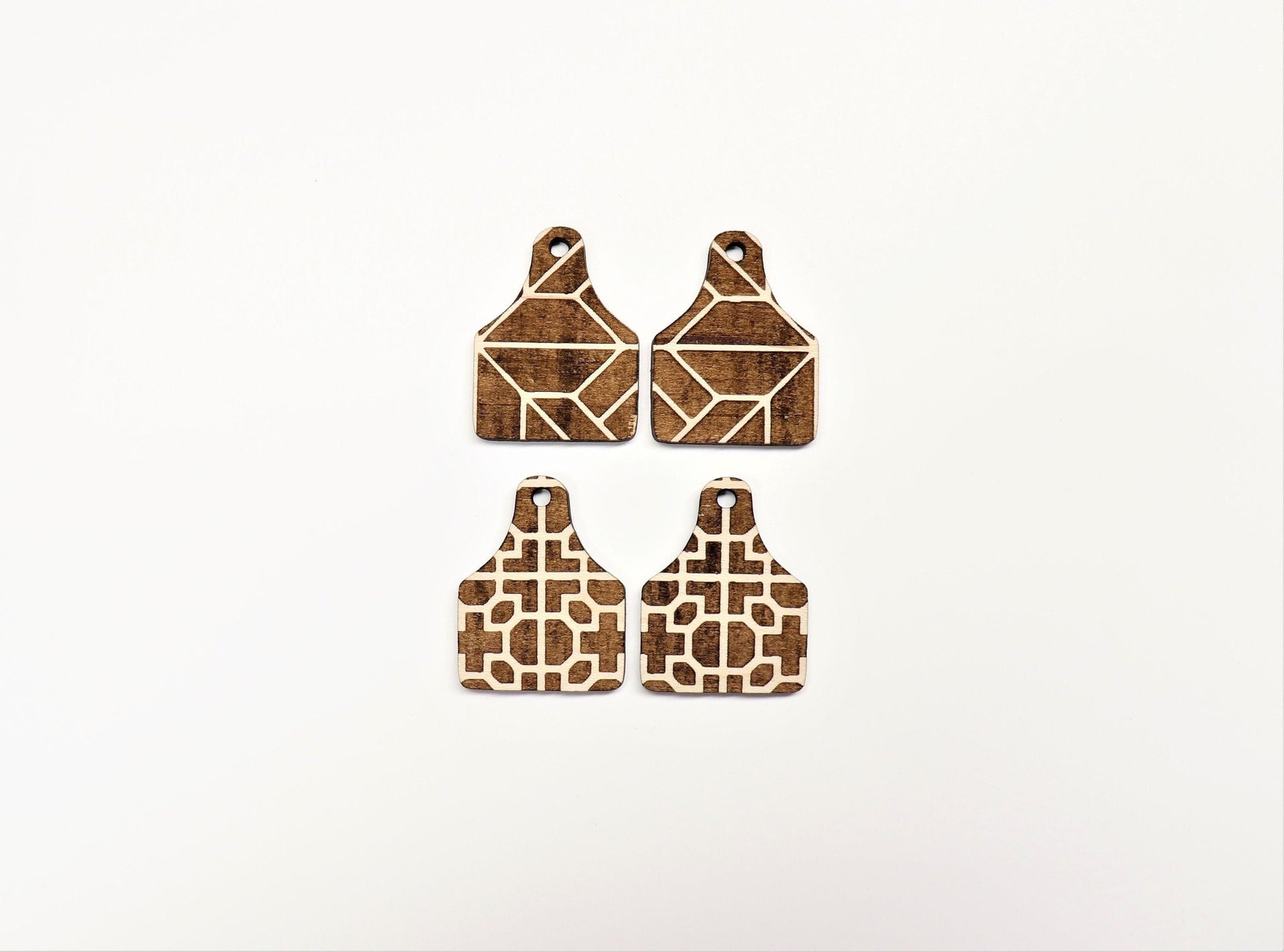 Cow tag earring blanks, wood cutouts, cow tag cutouts