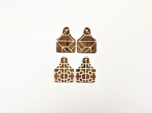 Cow tag earring blanks, wood cutouts, cow tag cutouts