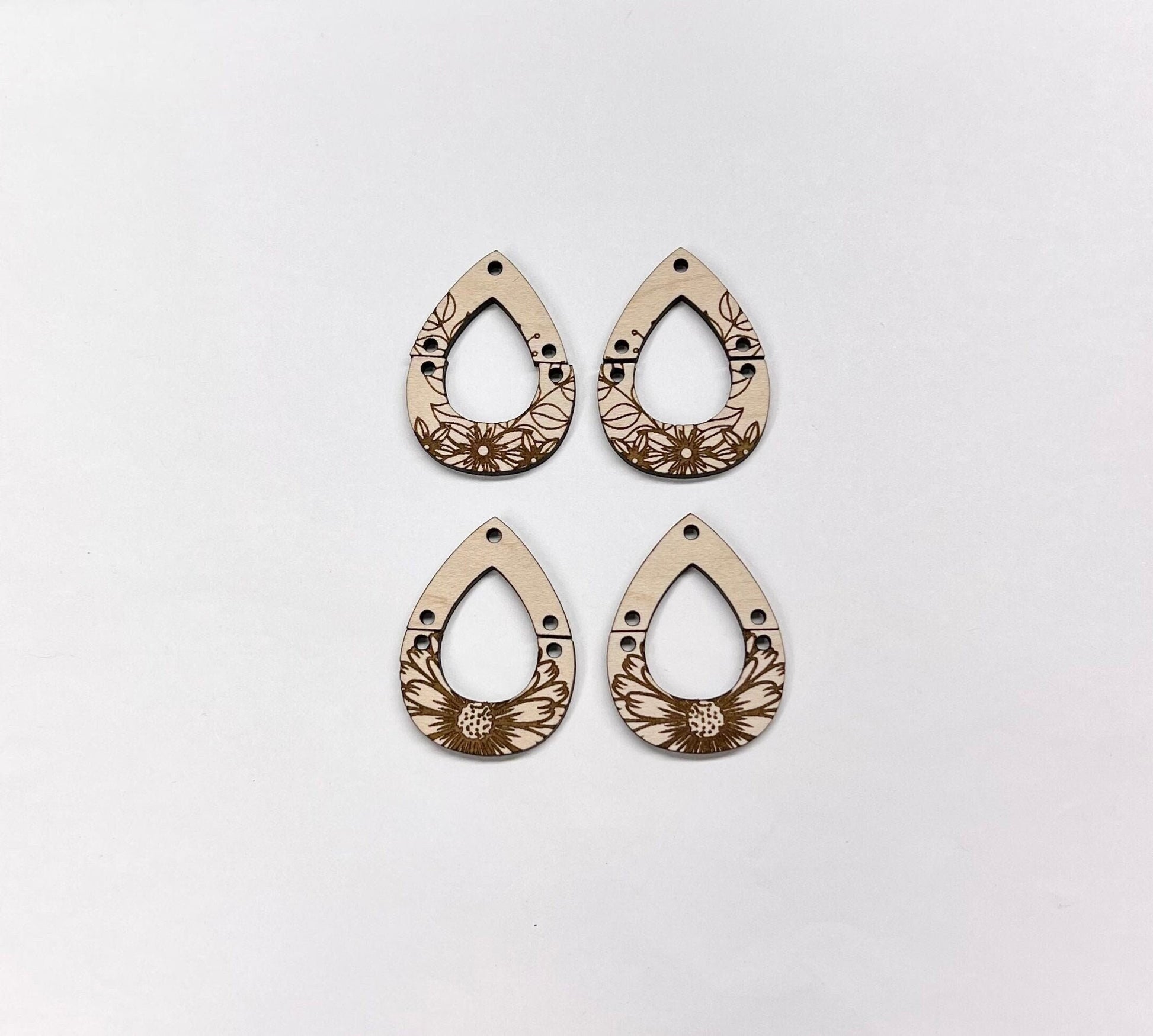 2 piece Teardrop wood earring blanks. wood cutouts