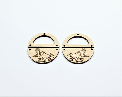 Humming bird wood earring blanks, wood cutouts, earring blanks