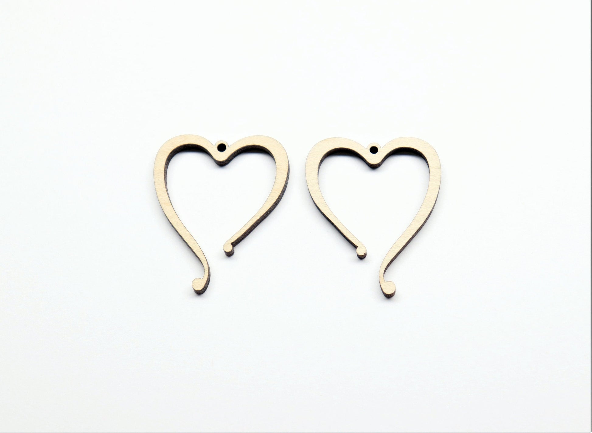 Heart earring blanks, wood cutouts, earring blanks