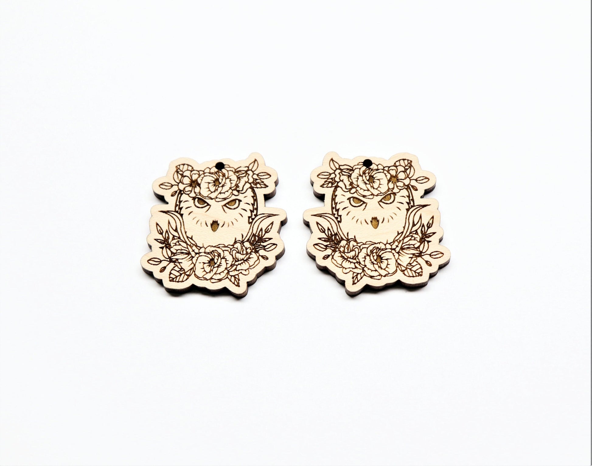 Owl earrings, earring blanks, wood cutouts