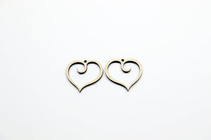 Heart earring blanks, wood cutouts, earring blanks