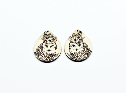 Owl earrings, earring blanks, wood cutouts