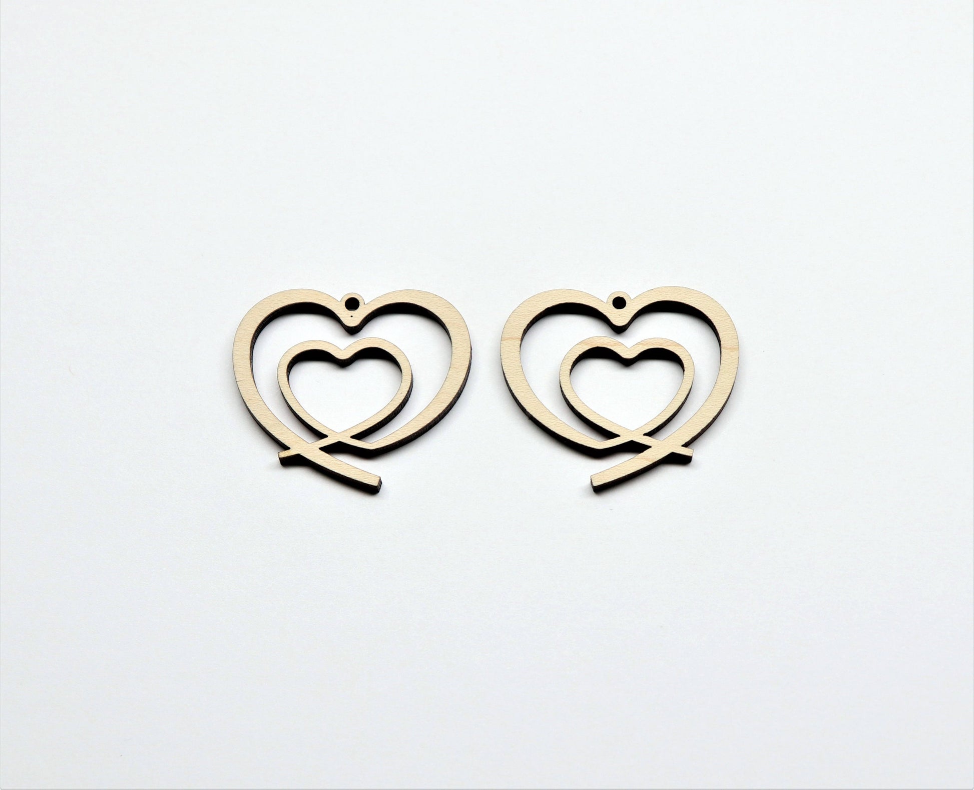 Heart earring blanks, wood cutouts, earring blanks