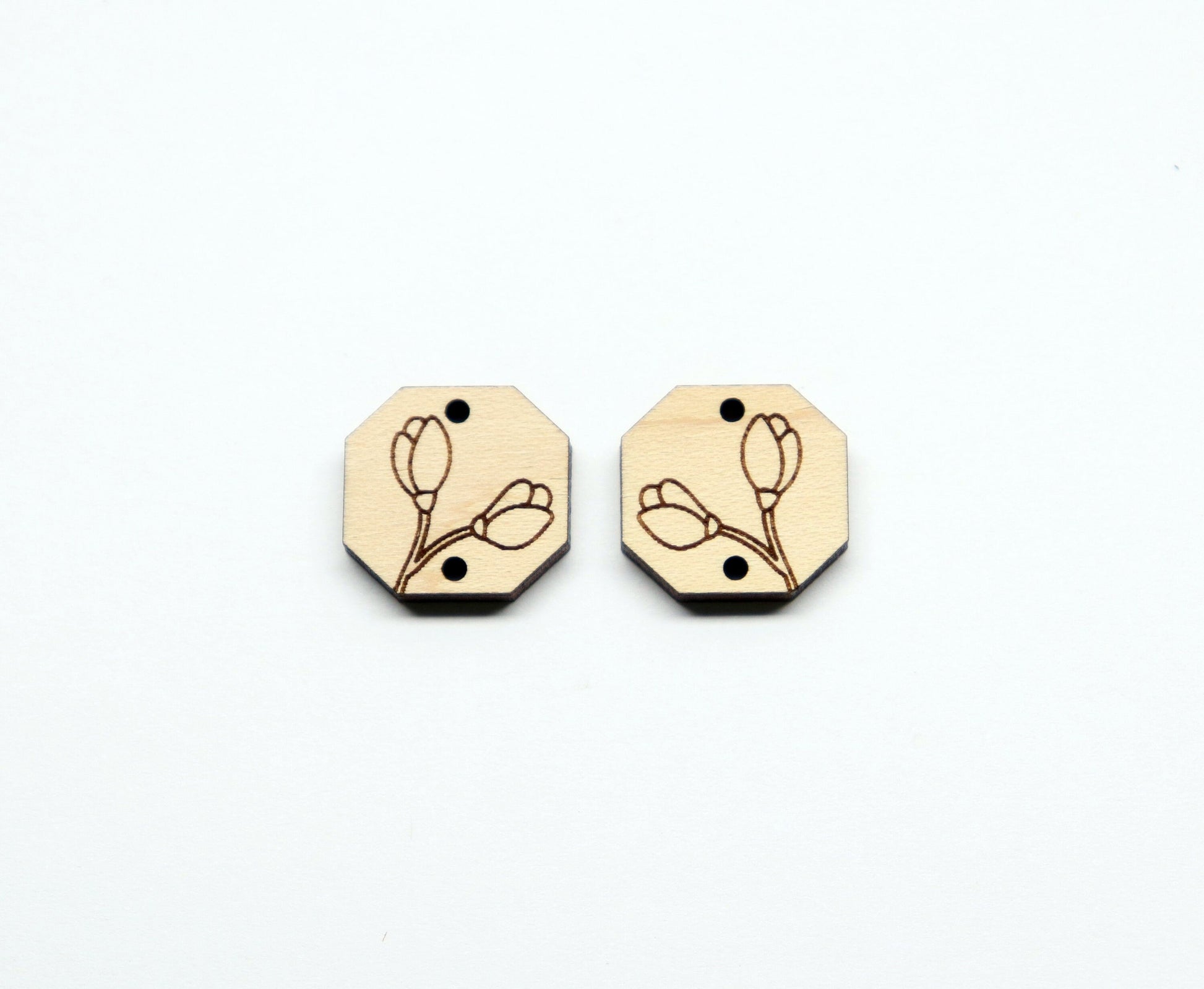 Wood earring connectors, earring blanks, wood blanks