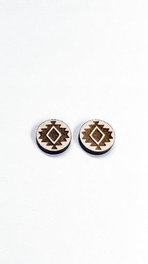 Aztec wood earring stud blanks, earring blanks, wood blanks