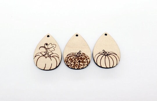 Pumpkin teardrop blanks, wood earrings, earring blanks