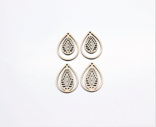 Teardrop wood earring blanks, DIY earrings, earring blanks, sold per set