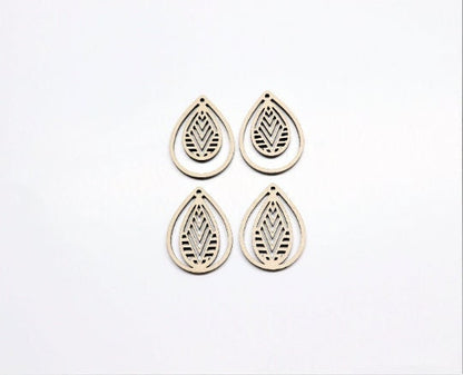 Teardrop wood earring blanks, DIY earrings, earring blanks, sold per set