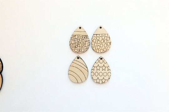 Teardrop earring blanks, wood cutouts, earring blanks