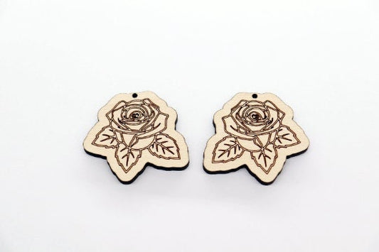 Rose earring blanks, earring blanks, wood blanks