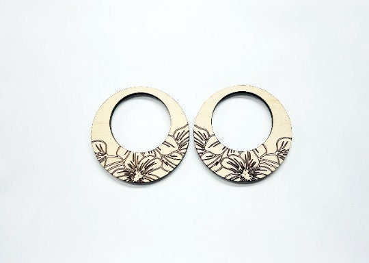 Round wood earring blanks, laser cutouts, earring blanks