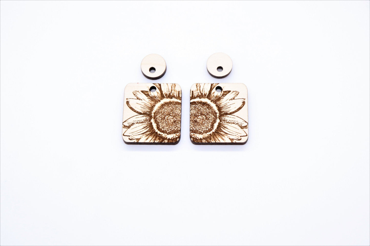 2 piece floral blanks, wood earrings, laser cut earrings