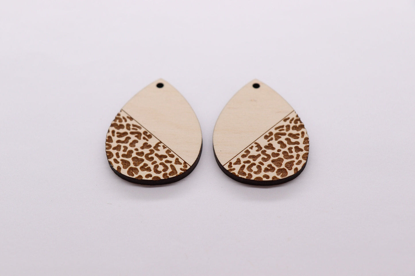 Leopard print Teardrops,  wood earring blanks, earring blanks