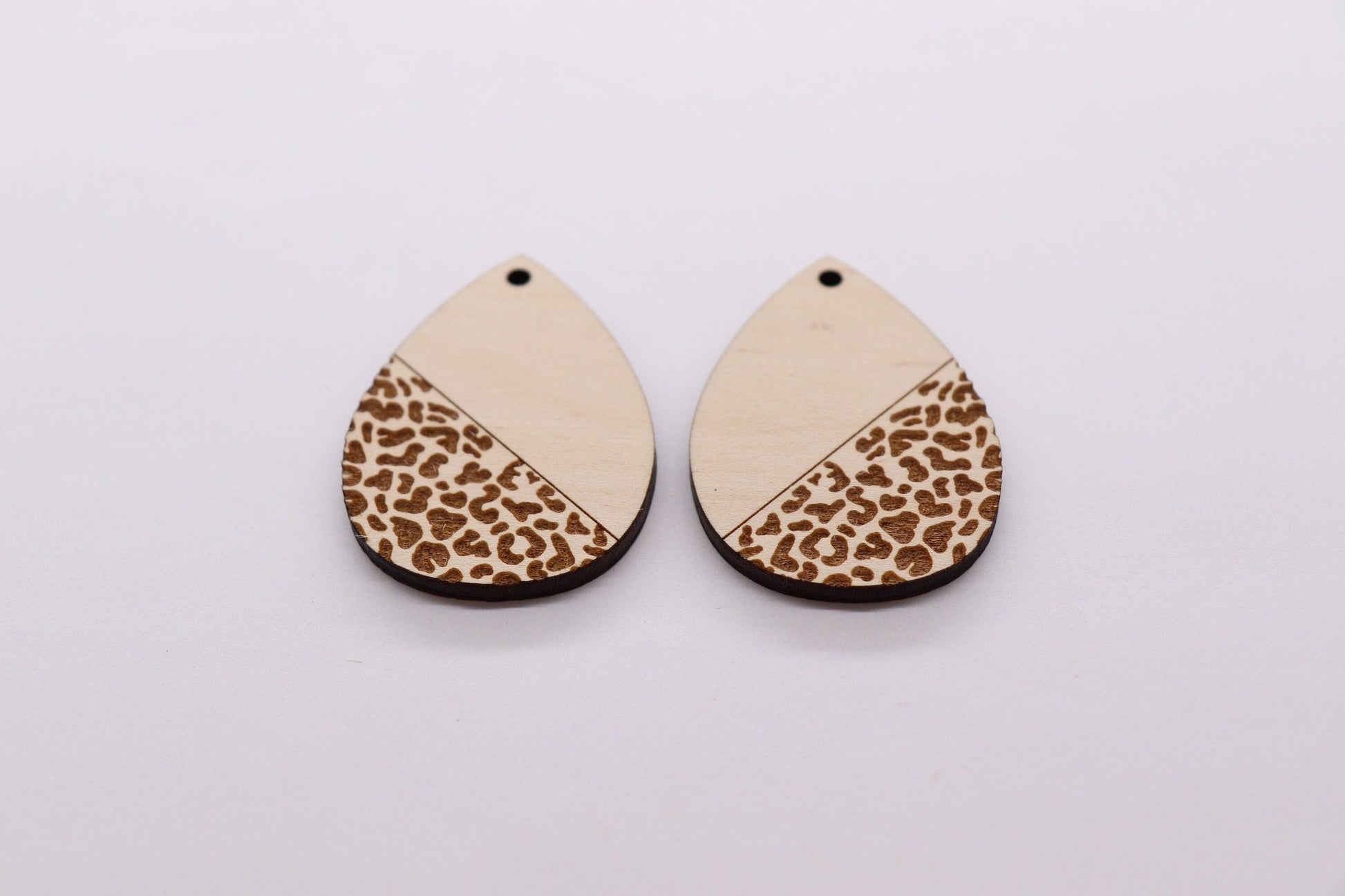 Leopard print Teardrops,  wood earring blanks, earring blanks