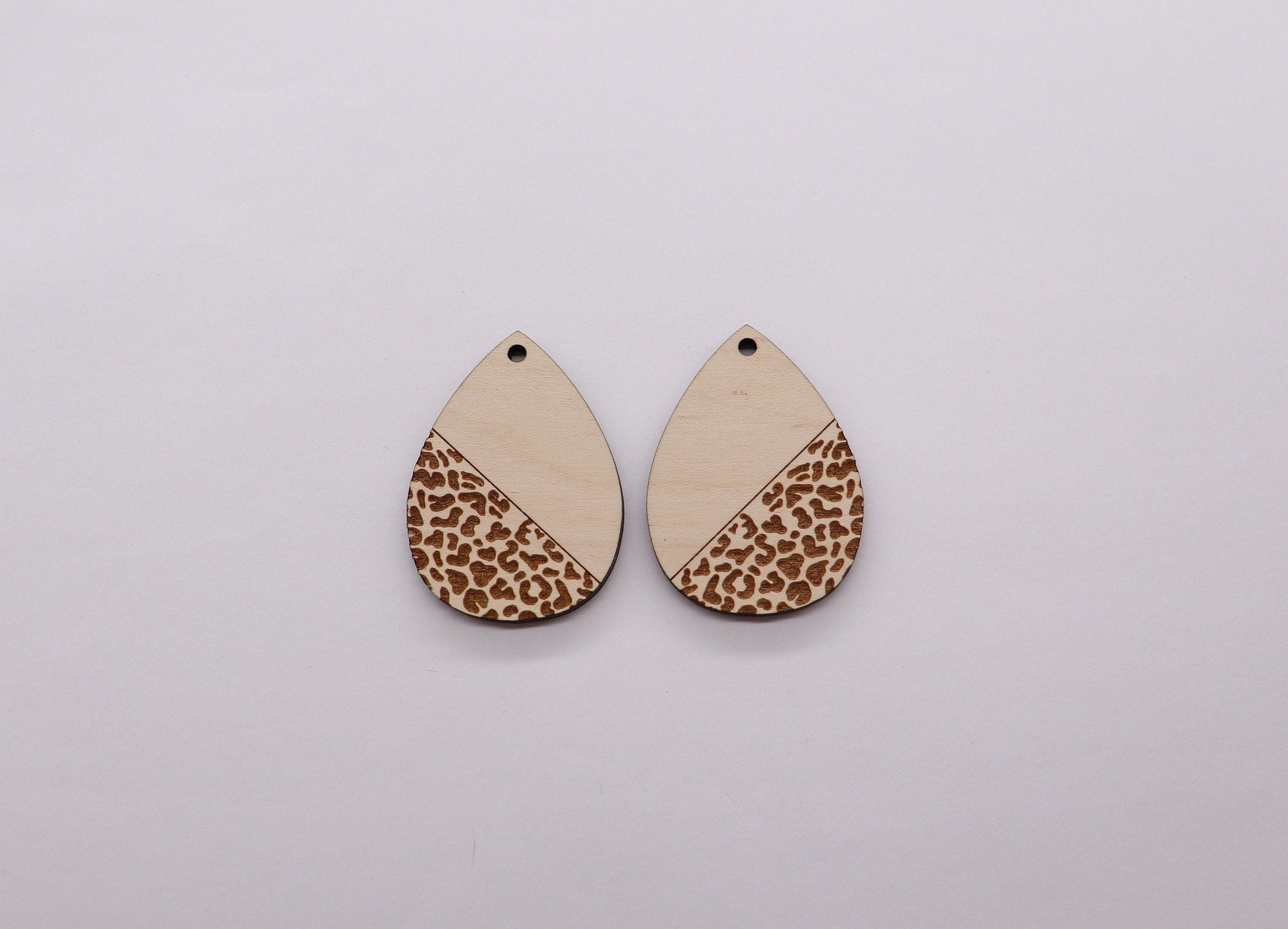 Leopard print Teardrops,  wood earring blanks, earring blanks