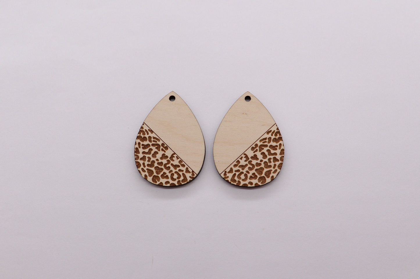 Leopard print Teardrops,  wood earring blanks, earring blanks