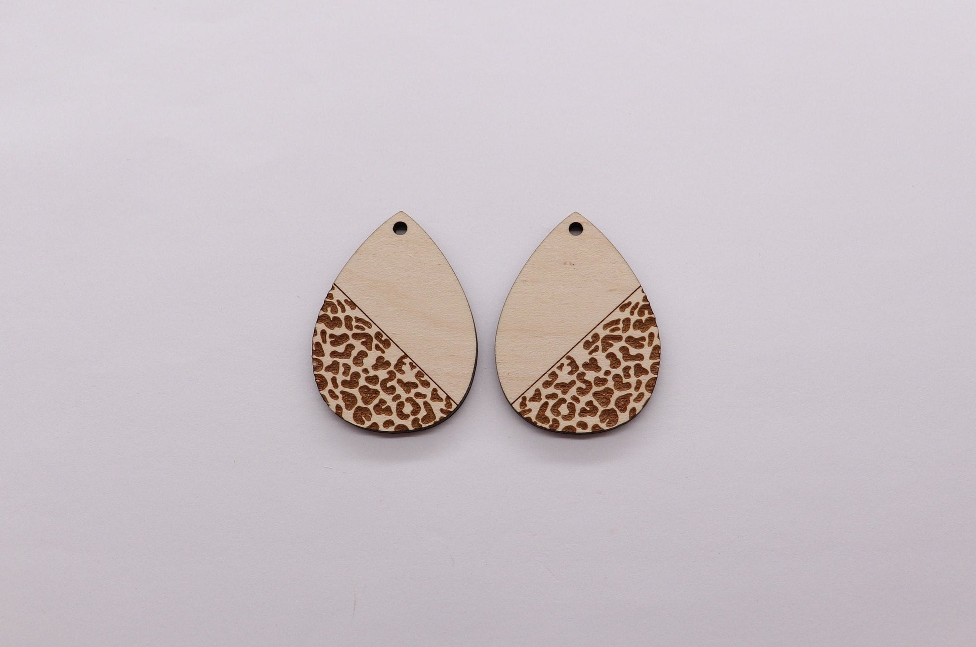 Leopard print Teardrops,  wood earring blanks, earring blanks