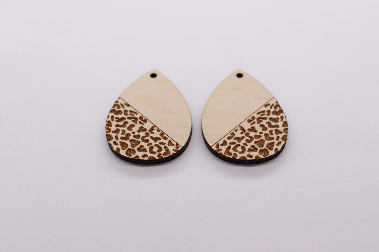 Leopard print Teardrops,  wood earring blanks, earring blanks