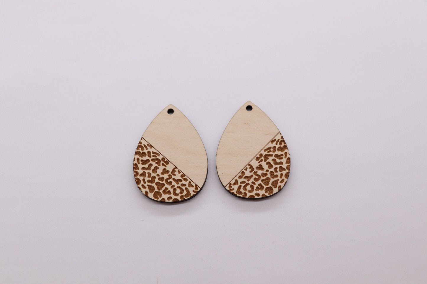 Leopard print Teardrops,  wood earring blanks, earring blanks