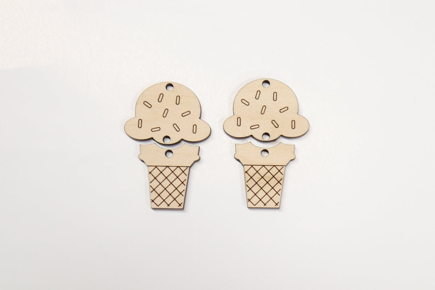 Ice Cream cone wood earring blanks, earring blanks, wood blanks