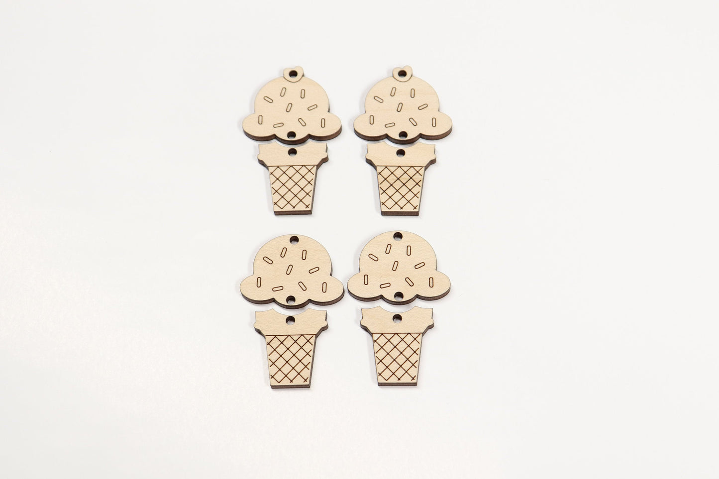 Ice Cream cone wood earring blanks, earring blanks, wood blanks