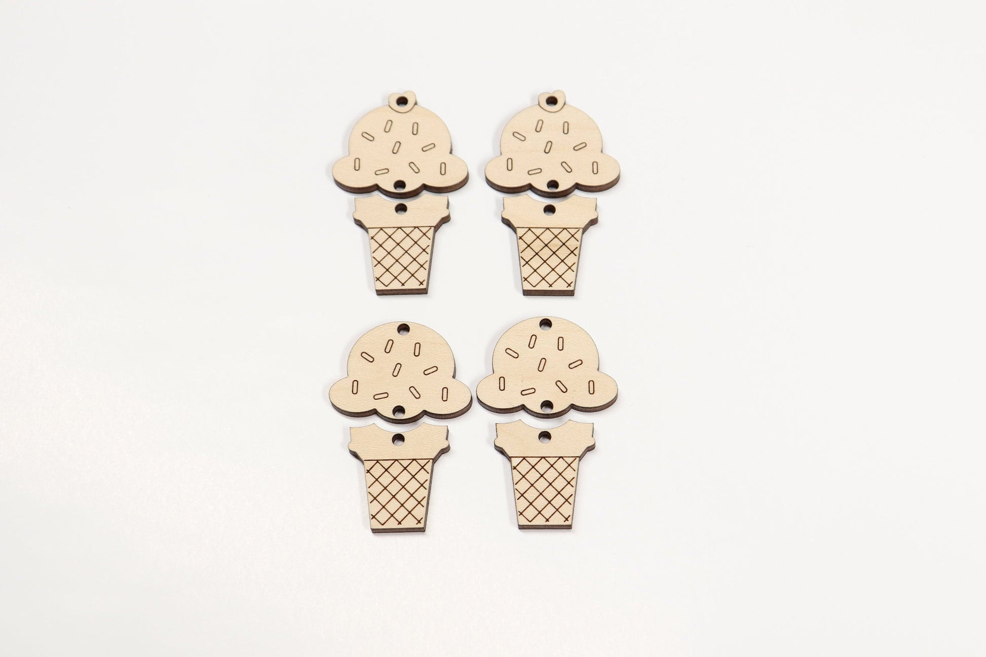 Ice Cream cone wood earring blanks, earring blanks, wood blanks