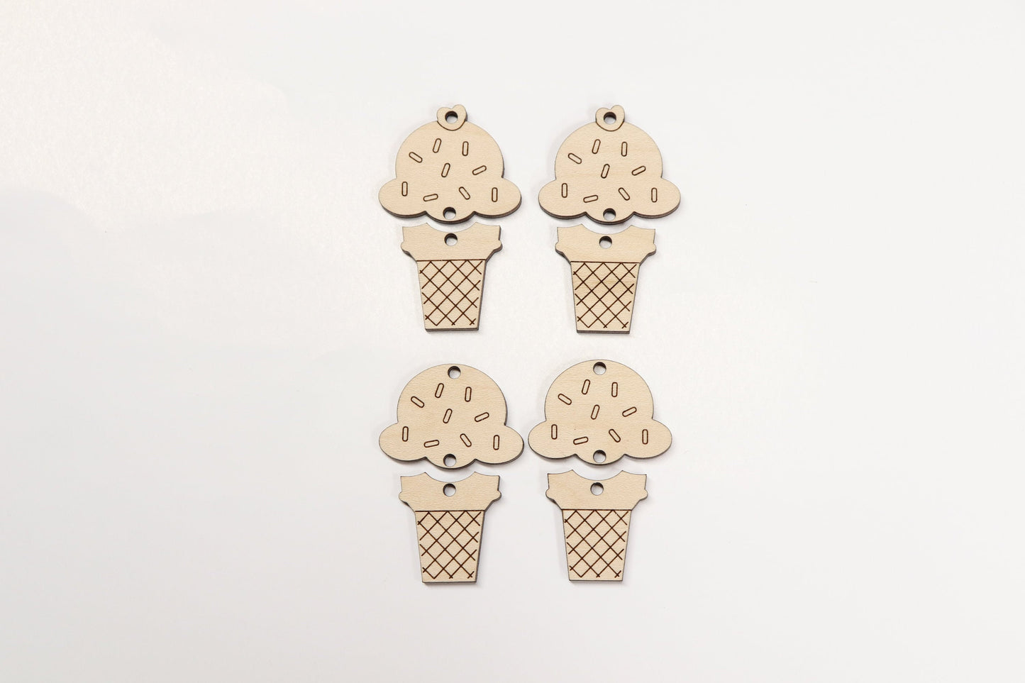 Ice Cream cone wood earring blanks, earring blanks, wood blanks