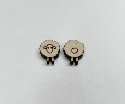 Sheep stud earring blanks, earring blanks, wood earrings