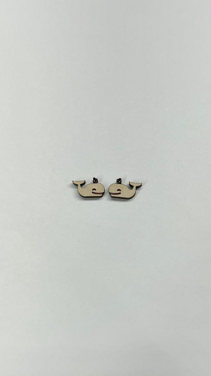 Whale stud blanks, wood studs, earring blanks