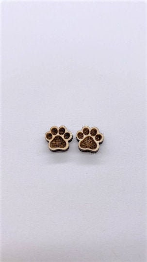 Paw print studs, wood blanks, earring blanks