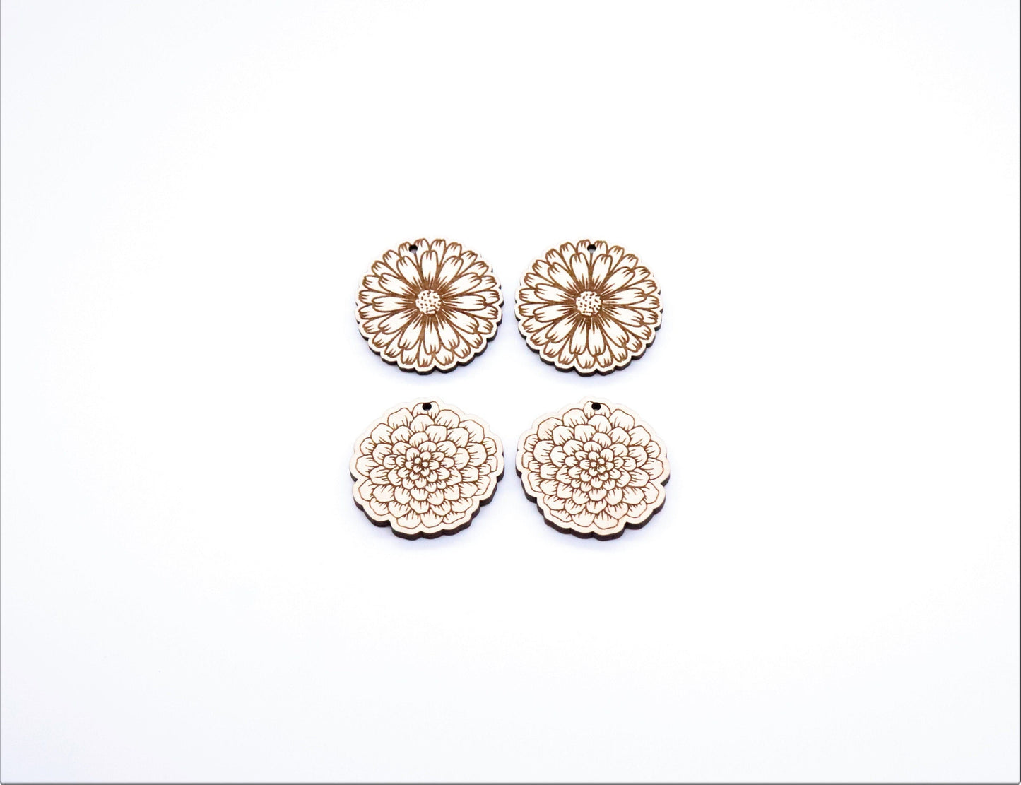 Flower earring blanks, wood cutouts, wood blanks