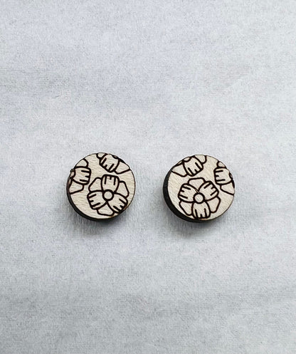 Floral stud blanks, earring blanks, wood studs