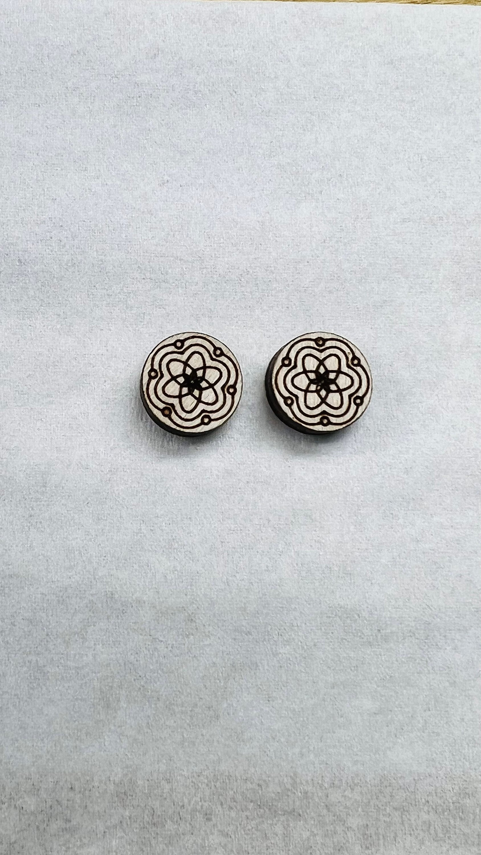 Floral stud blanks, earring blanks, wood studs