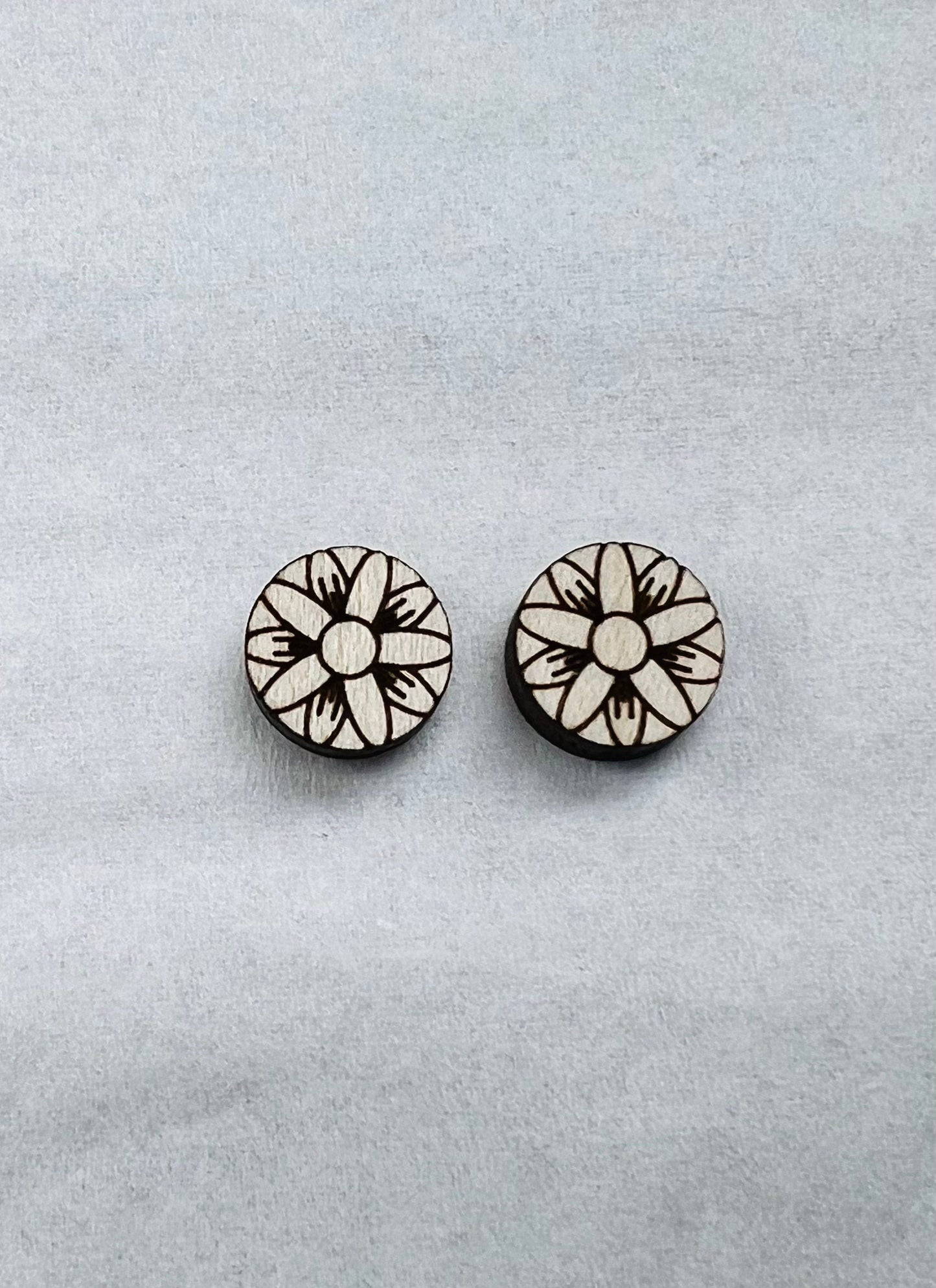 Floral stud blanks, earring blanks, wood studs