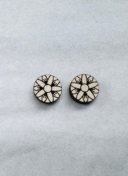 Floral stud blanks, earring blanks, wood studs