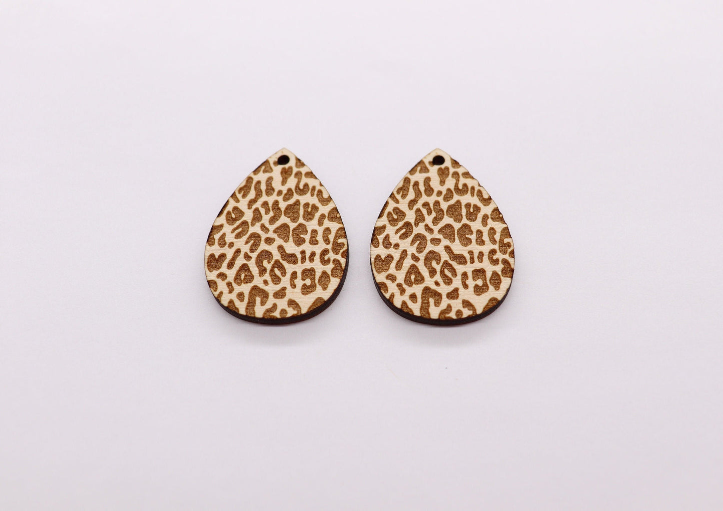 Cheetah print Teardrop wood earring blanks