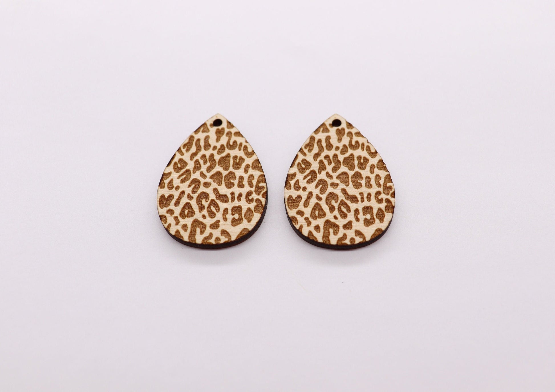 Cheetah print Teardrop wood earring blanks