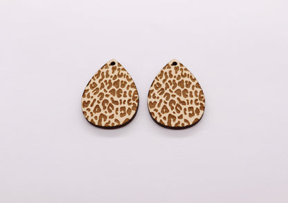 Cheetah print Teardrop wood earring blanks